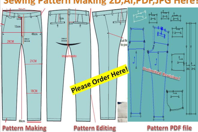 I will do sewing pattern making for your garments