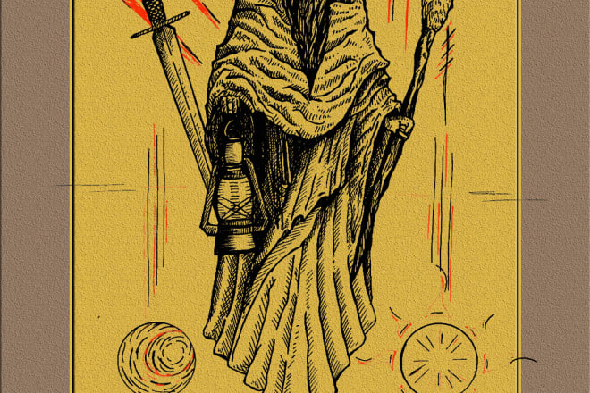 I will draw classic art illustration dark and vintage