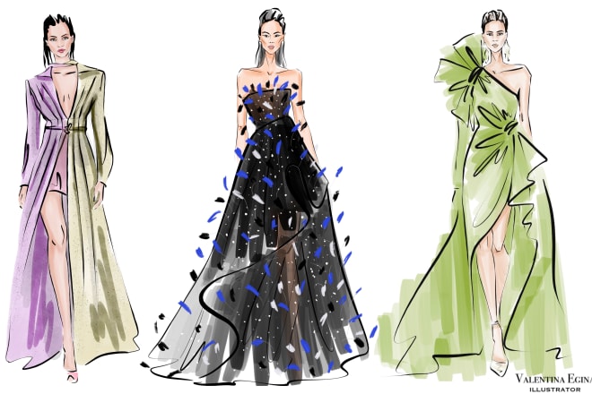 I will draw fashion illustrations or sketch