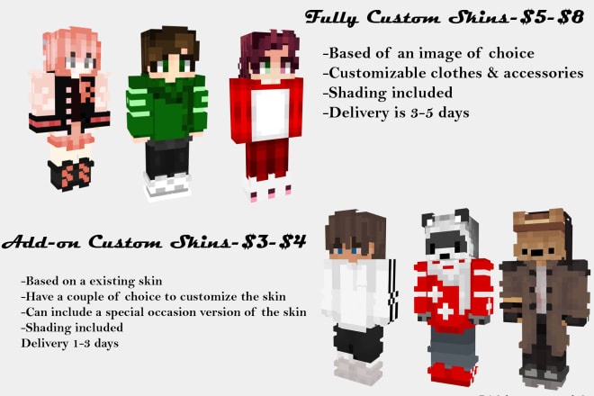 I will make custom minecraft skins for you