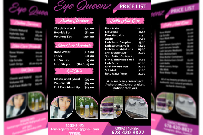 I will make perfect price list, beauty salon, menu design, flyer