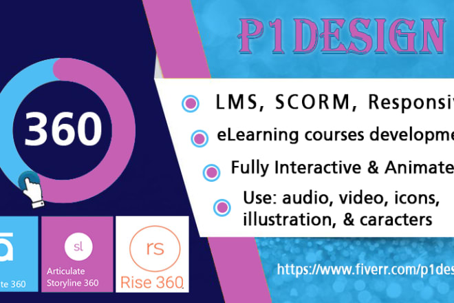 I will modern elearning courses design, storyline 360, scorm