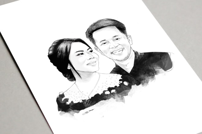 I will sketch black and white portrait illustration