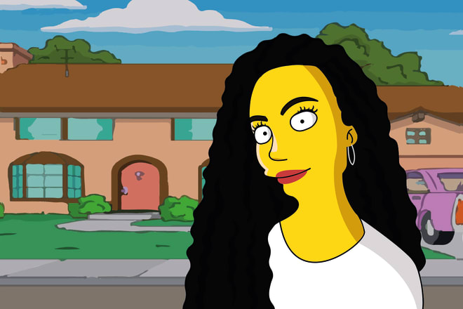 I will turn you into a yellow cartoon character in simpson style