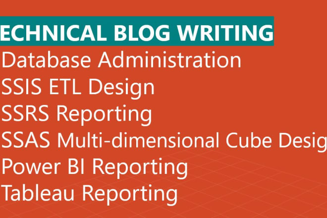 I will write technical articles on database, etl and reporting