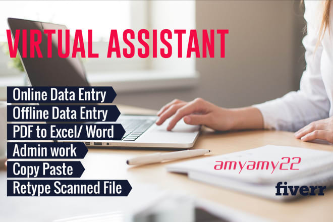 I will be your virtual assistant for data entry, excel, web research