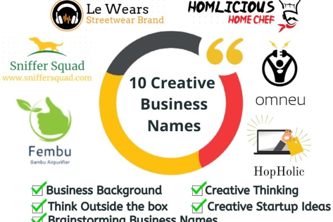 I will brainstorm 10 creative business name, brand, company name ideas