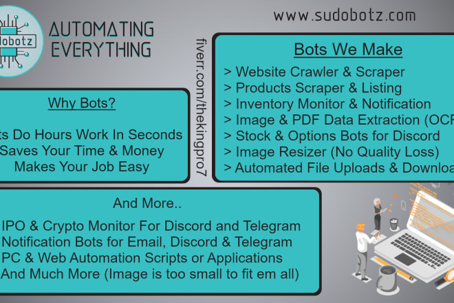 I will build web scraper, web crawler and bot to automate web tasks