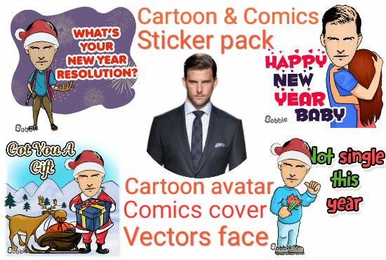 I will cartoon avatar comics cover custom sticker pack sheet design face logo drawing