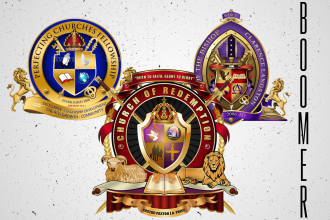 I will create a unique church seal logo, bishop crest, coat of arm