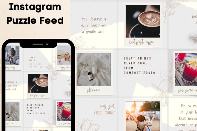 I will create an aesthetically pleasing instagram puzzle feed template for you