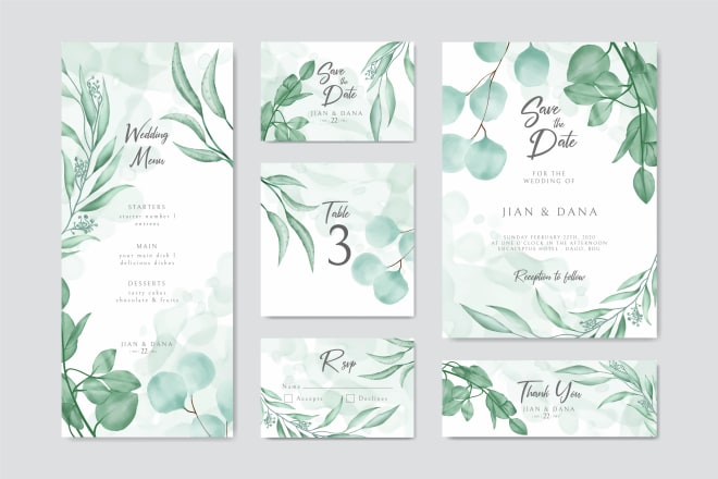 I will create elegant wedding invitation personally for you