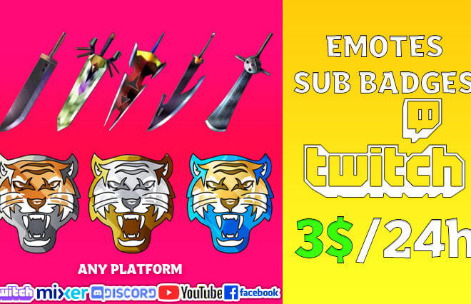 I will create express custom twitch emotes sub badge with cheap price