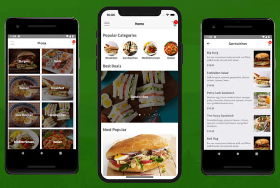 I will create food app, grocery delivery app, fast food delivery app, uber app