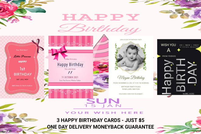 I will create happy birthday cards