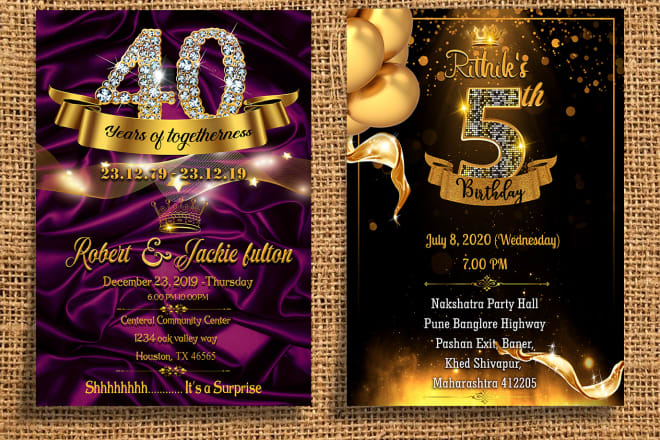 I will create impressive invitation cards and board designs for any occasions