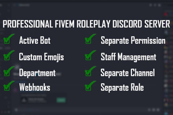 I will create professional fivem roleplay discord server at 5 dollar