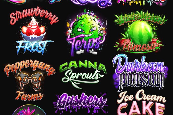 I will design a weed logo cbd cannabis grow shop strain marijuana etc