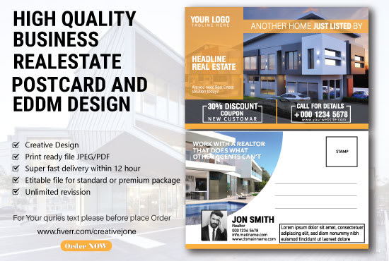 I will design business, real estate, eddm postcard