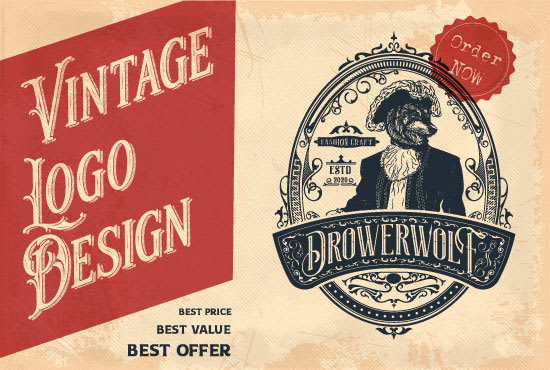 I will design creative vintage retro logo for your brand