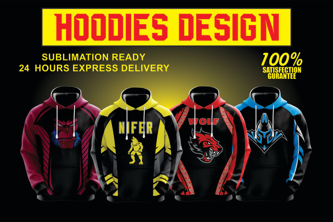 I will design custom hoodie sublimation hoodie and apparel design