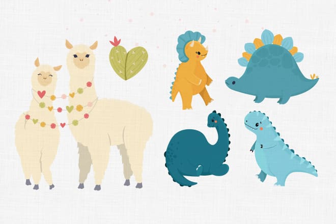 I will design cute cartoon flat color vector animal, flower etc