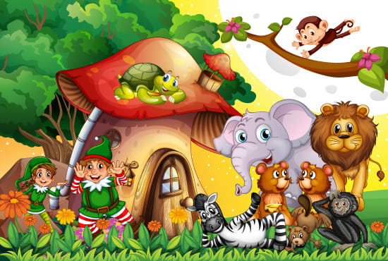 I will design cute kids book illustrations