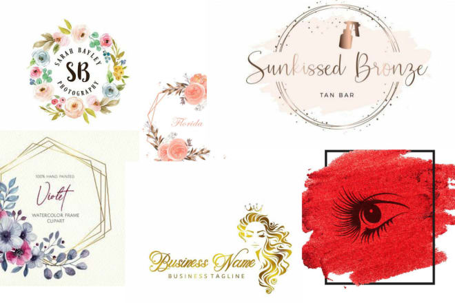 I will design feminine water colour logo for lip gloss,hair salon and jewellery shop