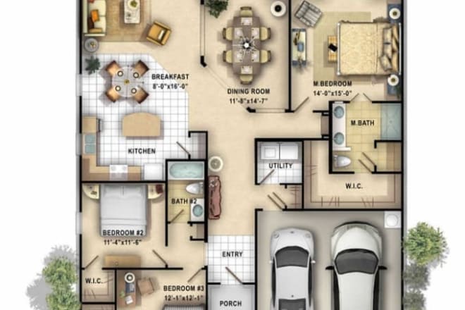 I will design house floor plan with 2d designs in detailed