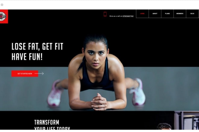 I will design professional attractive fitness, gym, sports, website