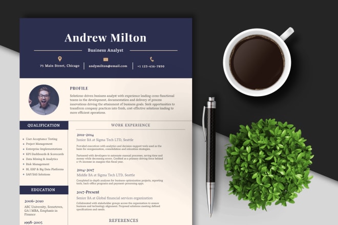 I will design professional cv, resume, cover letter template