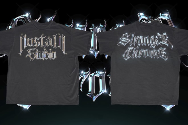 I will design t shirt chrome type logotype with acid metal style