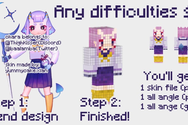 I will do custom minecraft skin all difficulties