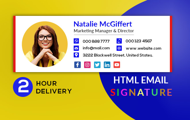 I will do unique clickable html signature, gmail, outlook signature