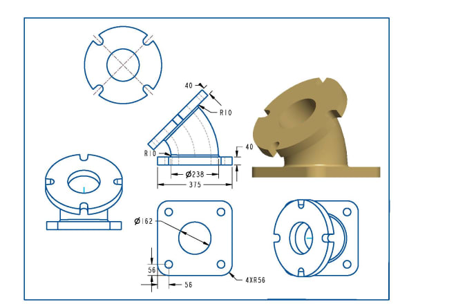 I will draw 3d geometric and parametric models with isometric views