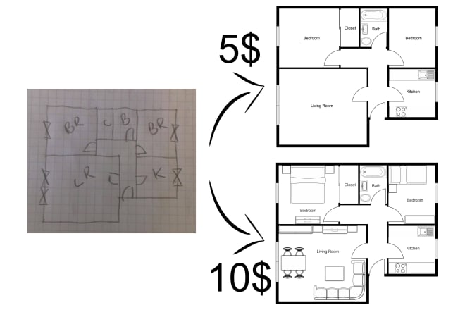 I will draw a floor plan