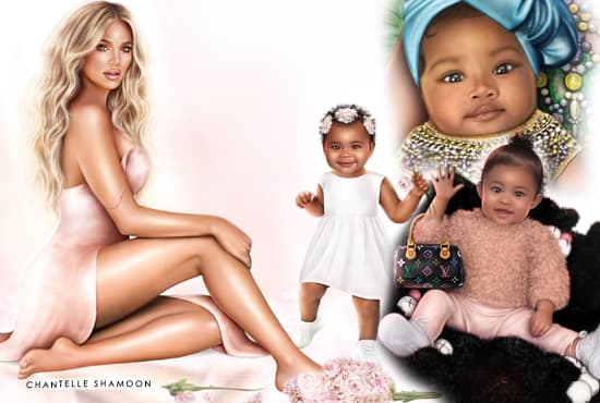 I will draw baby and children portraits