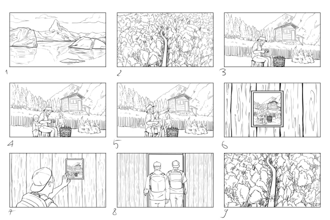 I will draw storyboard, illustration of visual clip