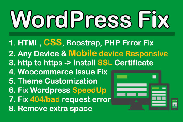 I will fix your wordpress issue and mobile device responsive issue