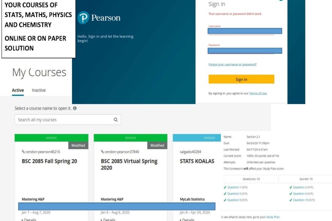 I will help you with your stats, maths and physics work online