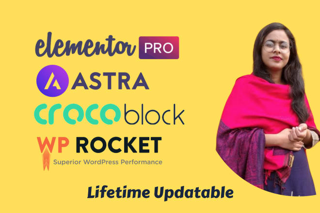 I will install elementor pro, astra pro agency, crocoblock, wp rocket