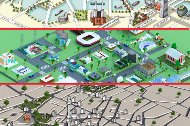 I will make 3d map like that with any style you want