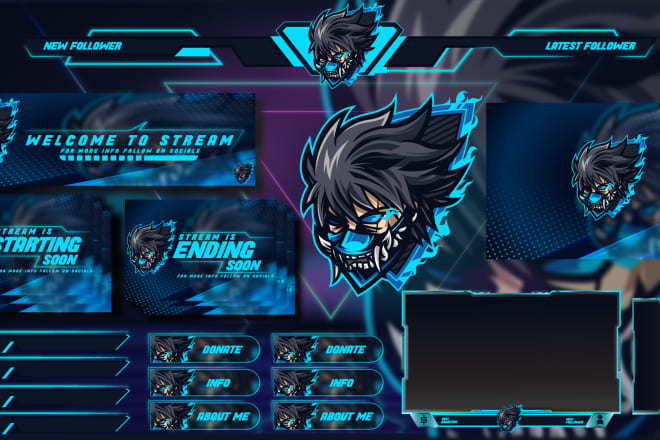 I will make full stream overlay and gaming logo