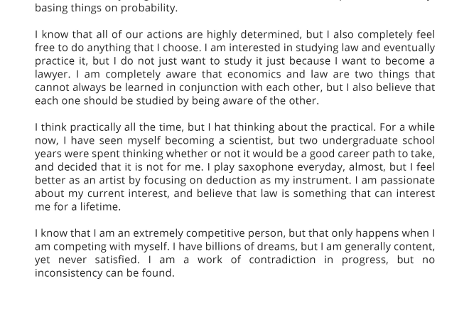 I will proofread, deep edit and provide feedback on your law school personal statement