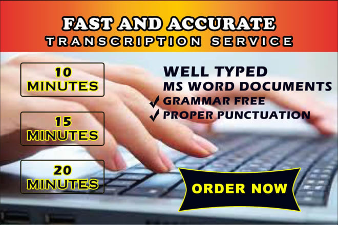 I will provide 24hour turnaround transcription service