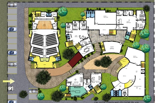 I will render architecture plan, section, elevation in photoshop