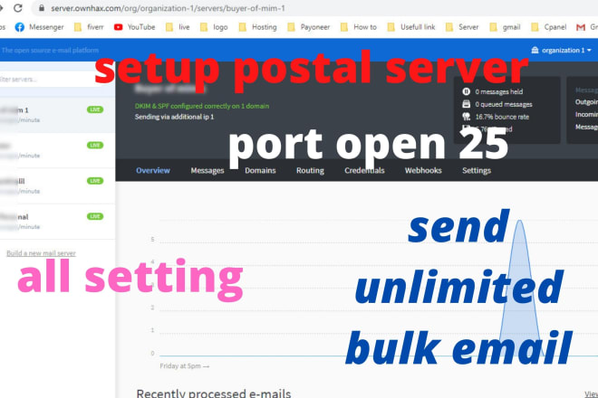 I will setup postal smtp email server to send bulk email