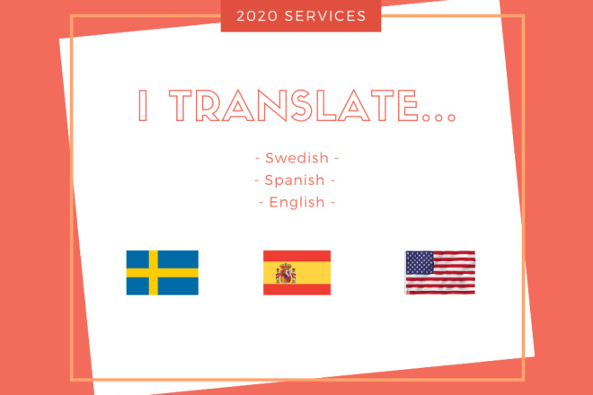 I will translate anything between spanish, english and swedish