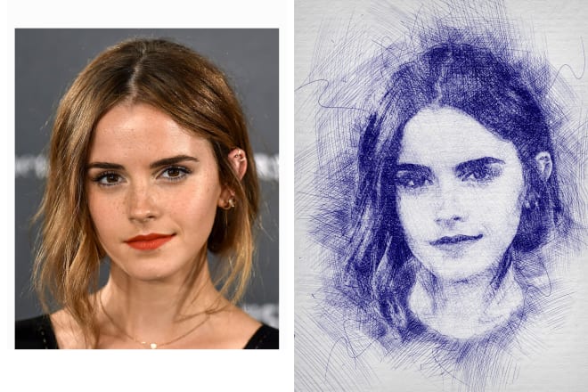 I will turn your photo into a realistic pen sketch portrait