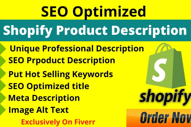 I will write shopify product description with SEO title tags